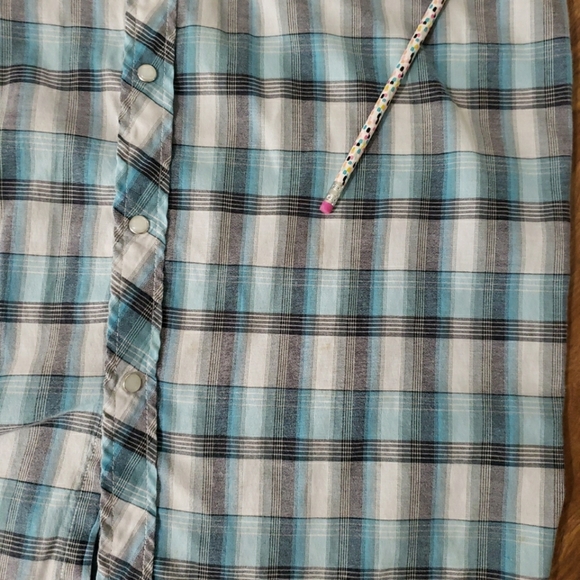 Casual Country Mens Long Sleeve Pearl Snap Shirt Blue Plaid Size XL *FLAW - Picture 15 of 16